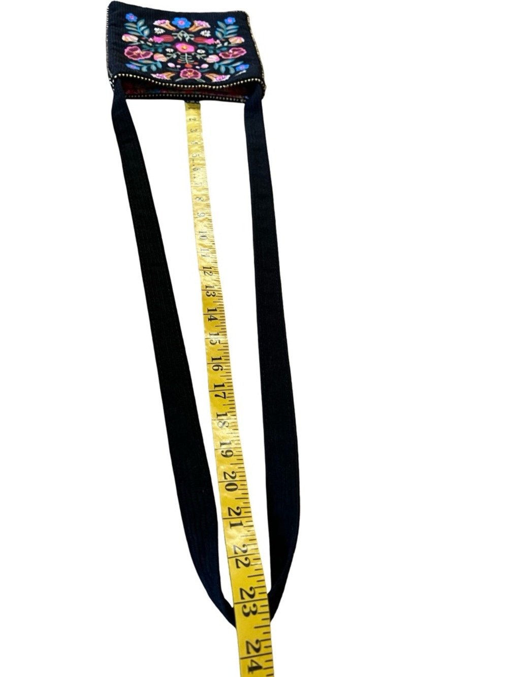 NATURAL LIFE Embroidered Black Corduroy Boho Crossbody Bag Folk Flower Purse - Picture 12 of 12